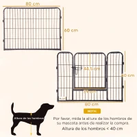 PawHut Parque para Perros de 16 Paneles con 2 Puertas Corralito para Perros para Exterior Interior Acero 80x60 cm Gris(m-3)