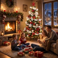 HOMCOM Albero Natale Folto 180cm con 200 Luci LED, Telecomando, 8 Modalità, 800 Rami, Palline, Nastri, Fiocchi(m-10)