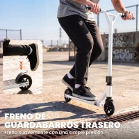 SPORTNOW Scooter Acrobático para Trucos con Plataforma de Aluminio Rodamientos ABEC-7 Ruedas 100 mm Manillar 360° Blanco(m-8)