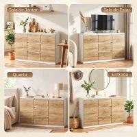 HOMCOM Aparador com 2 Portas e 3 Gavetas, Móvel de TV até 55 Polegadas, 120x35x74,5 cm, Branco e Carvalho(m-8)
