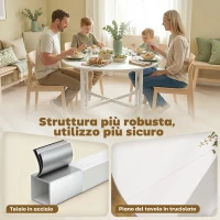 HOMCOM Tavolo da Pranzo Pieghevole, Tavolo Estensibile Salvaspazio per Piccoli Ambienti, Struttura in Acciaio, Bianco(m-5)