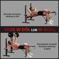 HOMCOM Ławka do ćwiczeń bez ciężarów, regulowana ławka fitness do różnych ćwiczeń, stacja treningowa, stal, plastik, Czarny+Czerwony(m-6)