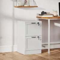 HOMCOM Cassettiera Portadocumenti a 2 Cassetti con Serrature e Spazio per Stampante, in Legno, 40x40x71 cm, Bianco(m-10)