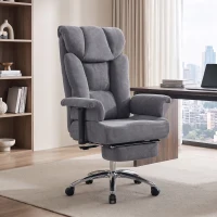HOMCOM 250 kg Big and Tall Massage Office Chair with Heat, High Back, Height Adjustable Linen Executive Desk Chair, Dark Grey(m-2)