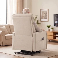 HOMCOM Poltrona Relax Reclinável Elétrica Elevatória com 2 Pontos de Massagem, Assento com Molas e Apoio para os Pés, Chenille Creme(m-10)