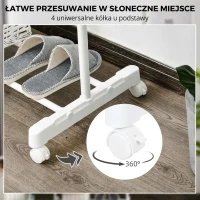HOMCOM Mobilny wieszak na ubrania z regulowaną wysokością, z dolną półką, 4 koła, Biały(m-6)