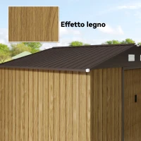 Outsunny Casetta da Giardino 4.9m² in Acciaio con Doppia Porta Scorrevole e Tetto Inclinato, Marrone Chiaro(m-9)