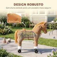 AIYAPLAY Cavalo de Brincar para Montar com Rodas, Sons de Cascos, Música e Pedais, Asas, Estrutura Metálica, +3 Anos, 50 kg, Castanho(m-5)