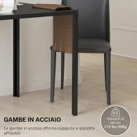HOMCOM Tavolo Quadrato da 4 Persone per Cucina e Soggiorno in Acciaio e Vetro Temperato, 75x75x75 cm, Nero(m-5)
