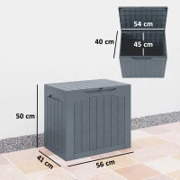 Outsunny Baule da Giardino con Maniglie, Contenitore Porta Attrezzi Impermeabile, 56x41x50 cm, Grigio Chiaro(m-3)