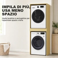 HOMCOM Mobile Lavatrice Asciugatrice, Colonna Lavatrice Asciugatrice, per Bagno Lavanderia, 70x65x192 cm, Rovere(m-4)