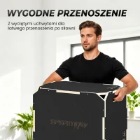 SPORTNOW Plyo Box 3 w 1, skrzynia do skakania z uchwytami, do domowego fitnessu i treningów na świeżym powietrzu, 3 poziomy wysokości, drewno, czarna(m-7)