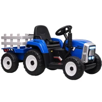 HOMCOM Tracteur électrique avec remorque amovible, pour enfants de 3 à 6 ans avec télécommande MP3 musique affichage lumières(m-12)