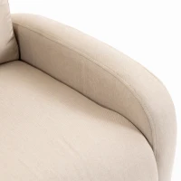 HOMCOM Poltrona Relax Reclinabile Manuale 135° con Poggiapiedi, in Tessuto Effetto Lino, Gambe in Legno, Beige(m-11)