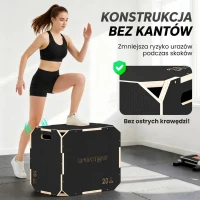 SPORTNOW Plyo Box 3 w 1, skrzynia do skakania z uchwytami, do domowego fitnessu i treningów na świeżym powietrzu, 3 poziomy wysokości, drewno, czarna(m-4)