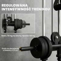 SPORTNOW Regulowana wieża siłowa 25-165 cm z podwójnymi wyciągami i adapterami 62 x 60 x 200 cm Czarny(m-6)