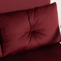 HOMCOM Divano Letto 3 in 1 in Tessuto Effetto Velluto con Schienale Regolabile e 2 Cuscini, 102x73x81 cm, Rosso Vino(m-11)