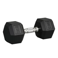 HOMCOM hantel gumowy hantel fitness hantel do sali treningowej biura sześciokątny kształt metal guma czarny 12,5 kg(m-12)