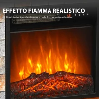 HOMCOM Camino Elettrico da Terra/Incasso per TV 36'' con Cornice e Ripiano, 1800W, Effetto Fiamma 3D, Ceppi, Marrone(m-6)