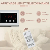 HOMCOM Radiateur mural soufflant 2000 W - chauffage céramique PTC - 3 niveaux puissance - incluse blanc noir(m-5)