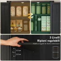 HOMCOM Credenza Cucina Alta Rustica, Mobile Dispensa con 4 Ante, Ripiani Regolabili, 60.2x30.3x182 cm, Nero(m-5)