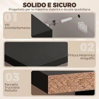 HOMCOM Scrivania con Libreria e Borsa Laterale in Tessuto, Tavolo da Lavoro per Studio Ufficio, 98x51x153 cm, Nero(m-8)