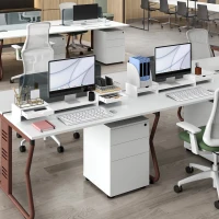HOMCOM Supporto per Monitor da Scrivania con 2 Cassetti, 3 Spazi Sottostanti, Fino a 14kg, 60-116x22x12 cm, Bianco(m-10)
