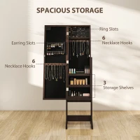 HOMCOM Freestanding Mirrored Jewellery Storage Cabinet - Dark Brown(m-4)