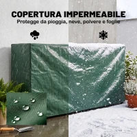 Outsunny Portalegna da 0.6m³ Regolabile con Telo Impermeabile in PE, in Metallo, 200x36x99 cm, Nero e Verde Scuro(m-4)