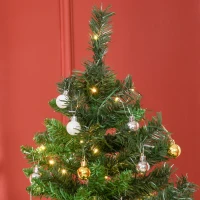 HOMCOM 1.8m 6ft Pre-Lit Artificial Christmas Tree 200 LED Xmas Tree Holiday Décor with Decorative Balls Ornament Metal Stand(m-8)