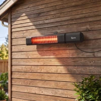 Outsunny Calefactor Infrarrojos Terraza 2000 W con Funda IP65 Control por App/Táctil/Mando 9 Niveles de Calor y Temporizador(m-2)