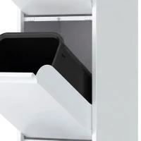 HOMCOM Meuble Poubelle de Tri Sélectif, Poubelle de Recyclage 45 L (3 x 15 L), 3 Compartiments, Portes à Fermeture Douce, Blanc(m-11)