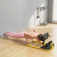 HOMCOM Ławka treningowa do przysiadów, trenażer nóg, trening nóg brzucha pośladków 3w1, do 120 kg, stal, żółty 50x97x(44,5–56,5)cm(m-8)