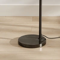 HOMCOM Lampada da Terra ad Arco con Interruttore a Pedale, in Marmo, Ferro e Plastica, 90x26x180 cm, Nero e Grigio Fumo(m-10)