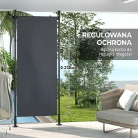 Outsunny Markiza pionowa z osłoną przeciwsłoneczną, roleta balkonowa 120 x 220-310cm, osłona balkonu z korbowym mechanizmem, odporna na warunki atmosferyczne, osłona ogrodowa, poliester, ciemnoszary(m-5)
