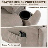 HOMCOM Poltrona Elettrica Alzapersona Reclinabile, Riscaldata, Massaggiante 8 Punti, in Ciniglia, 2 Telecomandi, Beige(m-8)