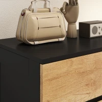 HOMCOM Cassettiera Camera da Letto 5 Cassetti, Comò Camera da Letto in Legno, per Soggiorno, 60x39x100 cm, Nero e Rovere(m-10)