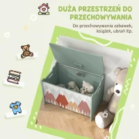 Ławka dziecięca z pojemnikiem na zabawki, zielona, zwierzęta(m-6)