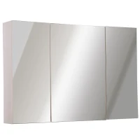 Kleankin Dulapior Mobila de Perete Baie 3 Usi cu Oglinda in Lemn Stejar 90x60x13,5 cm(m-1)