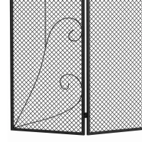 HOMCOM Parascintille Camino Pieghevole a 3 Pannelli in Metallo Verniciato, Pronto all'Uso, 133x1x77 cm, Nero(m-10)