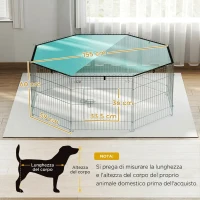 PawHut Recinto Pieghevole per Cani e Cuccioli in Filo Metallico 155x60 cm con Copertura in Poliestere Impermeabile(m-3)