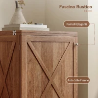 HOMCOM Mobile per Macchina da Cucire Pieghevole con 2 Contenitori, Mensola, 18 Pioli per Bobine, Ruote, Marrone(m-8)