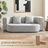 HOMCOM 2 in 1 Divano Letto 2 Posti con 2 Cuscini Sfoderabili, Braccioli, Seduta Imbottita, in Ciniglia, Grigio Chiaro(m-8)
