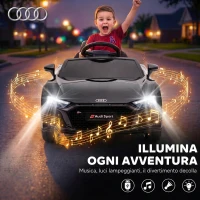 AIYAPLAY Macchina Elettrica per Bambini 3-6 Anni 12V Audi R8 Spyder, 3-5 km/h con 2 Motori e Telecomando, Nero(m-9)