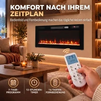 HOMCOM Elektrische haard 92 cm - ultradun design, verwarming en afstandsbediening(m-7)