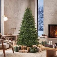 HOMCOM Albero di Natale Artificiale 180cm Folto Realistico, 732 Rami in PE, Base Pieghevole in Legno, Verde(m-9)