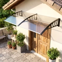 Outsunny Copertină Modernă din Policarbonat, Aluminiu și PP pentru Balcoane, Ferestre și Uși, 200x96x27 cm(m-2)