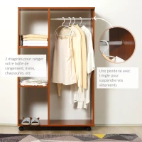 HOMCOM Armoire penderie Armoire de Rangement Mobile Panneaux de Particules Coloris Noyer(m-7)