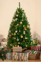 HOMCOM 5FT Christmas Tree Warm White LED Light Holiday Home Decoration, Green(m-2)