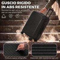 HOMCOM Valigia Rigida Media 68L, Bagaglio Espandibile ABS con 4 Ruote Girevoli, Angoli Protettivi, 66x43x27 cm, Nero(m-4)
